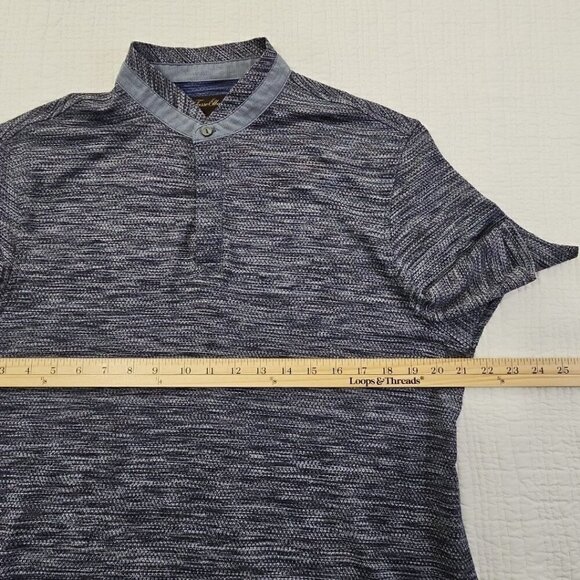 Tasso Elba Navy Blue Combo Banded Collar Polo Shirt Men's Medium EUC LN Golf - Picture 8 of 13